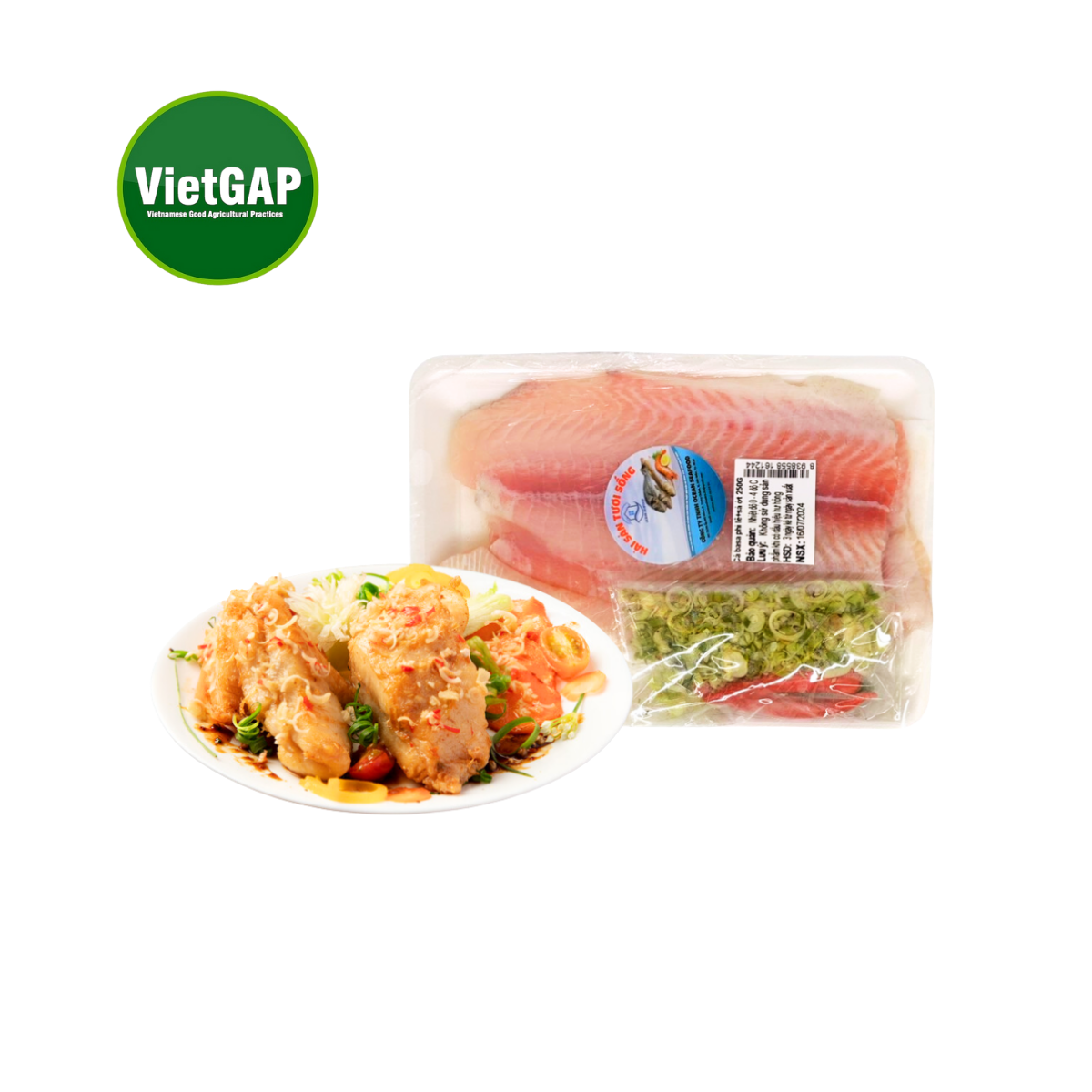 [Tươi] Cá basa phi lê ướp sả Vietgap Ocean Food 250G (I0016539)